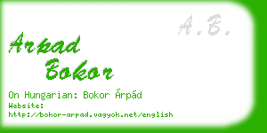 arpad bokor business card